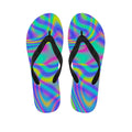 Turquoise Holographic Trippy Print Flip Flops