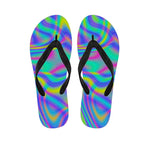 Turquoise Holographic Trippy Print Flip Flops