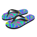 Turquoise Holographic Trippy Print Flip Flops