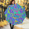 Turquoise Holographic Trippy Print Foldable Umbrella