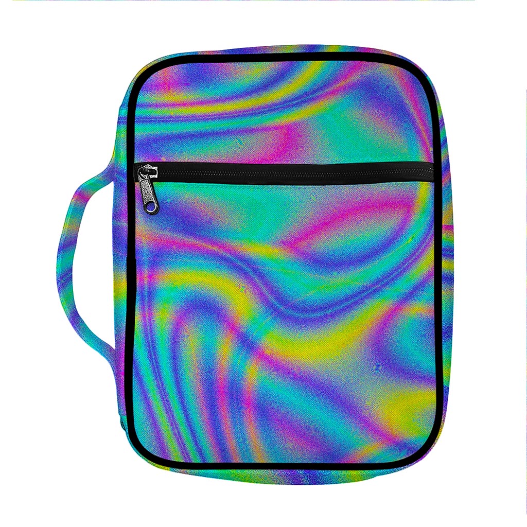 Turquoise Holographic Trippy Print Front Pocket Bible Bag