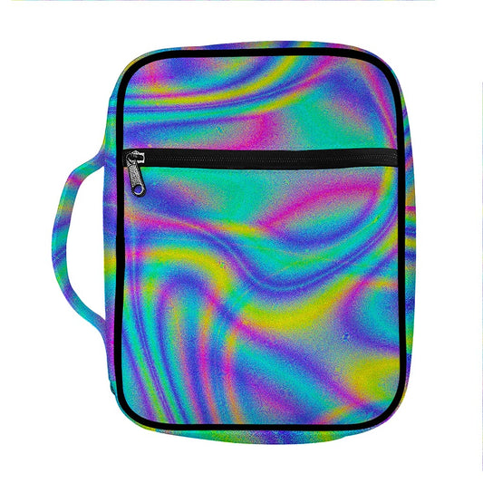 Turquoise Holographic Trippy Print Front Pocket Bible Bag