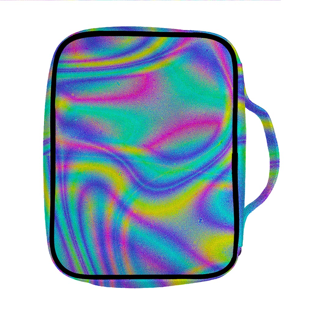 Turquoise Holographic Trippy Print Front Pocket Bible Bag