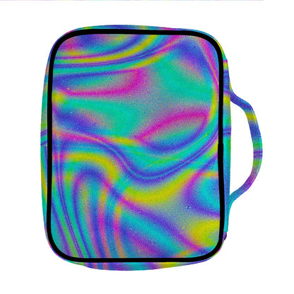 Turquoise Holographic Trippy Print Front Pocket Bible Bag