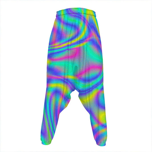 Turquoise Holographic Trippy Print Hammer Pants