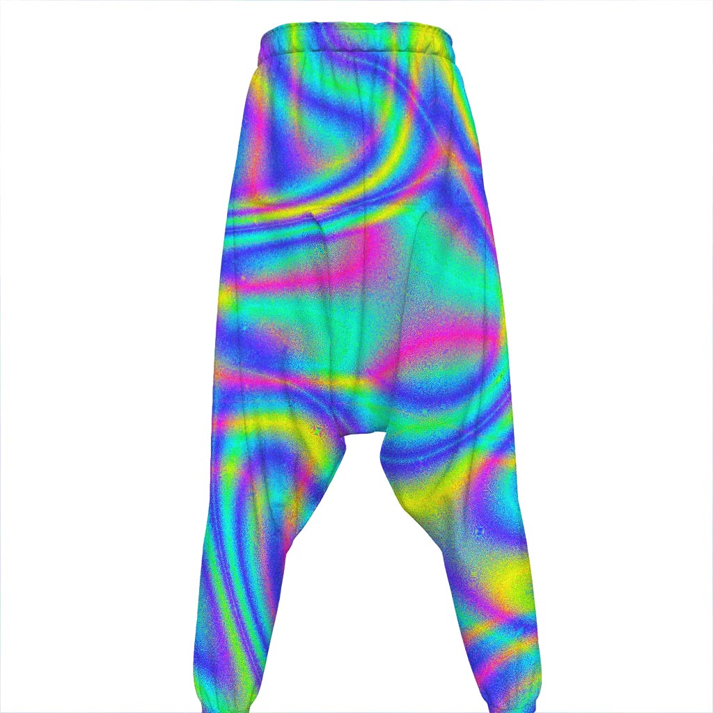 Turquoise Holographic Trippy Print Hammer Pants