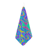 Turquoise Holographic Trippy Print Hand Towel