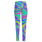 Turquoise Holographic Trippy Print High-Waisted Pocket Leggings