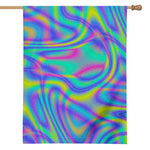 Turquoise Holographic Trippy Print House Flag