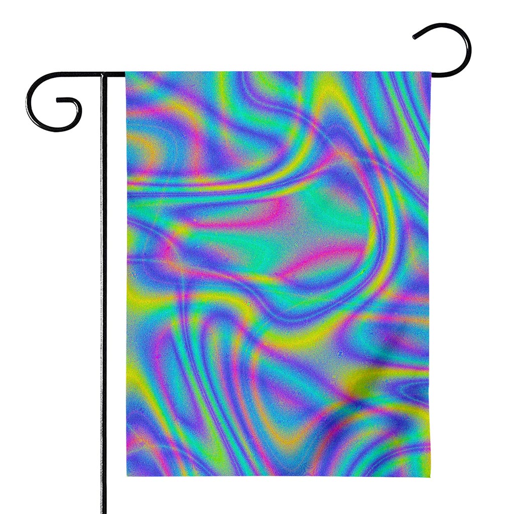 Turquoise Holographic Trippy Print House Flag