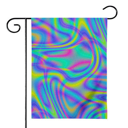 Turquoise Holographic Trippy Print House Flag