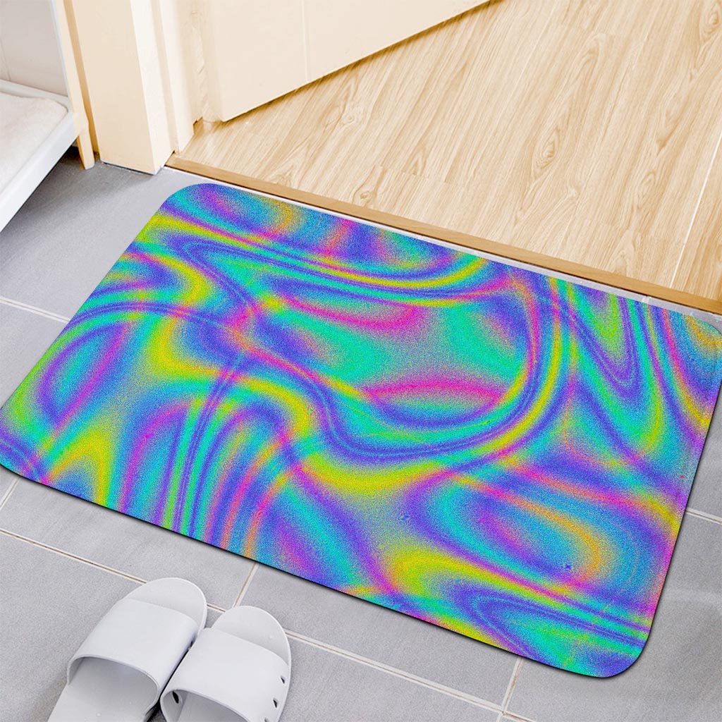 Turquoise Holographic Trippy Print Indoor Door Mat
