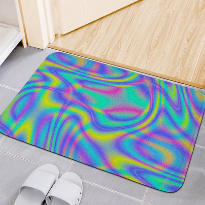 Turquoise Holographic Trippy Print Indoor Door Mat