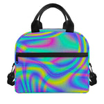 Turquoise Holographic Trippy Print Insulated Lunch Bag