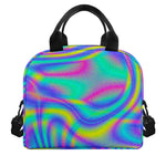 Turquoise Holographic Trippy Print Insulated Lunch Bag