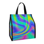 Turquoise Holographic Trippy Print Insulated Lunch Tote