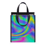 Turquoise Holographic Trippy Print Insulated Lunch Tote