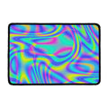 Turquoise Holographic Trippy Print Kitchen Mat