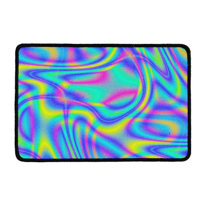 Turquoise Holographic Trippy Print Kitchen Mat