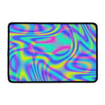 Turquoise Holographic Trippy Print Kitchen Mat