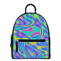 Turquoise Holographic Trippy Print Leather Backpack