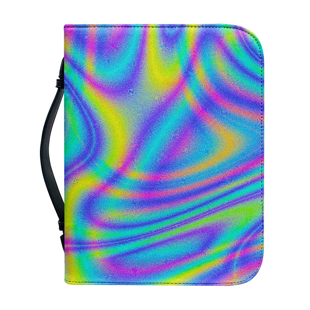 Turquoise Holographic Trippy Print Leather Bible Cover