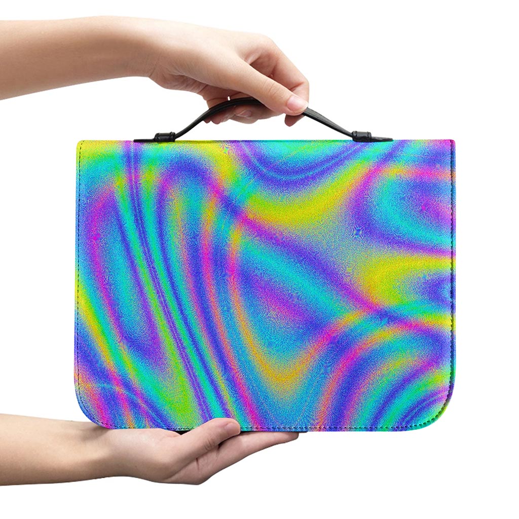 Turquoise Holographic Trippy Print Leather Bible Cover
