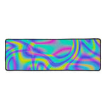 Turquoise Holographic Trippy Print Long Kitchen Mat