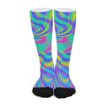 Turquoise Holographic Trippy Print Long Socks