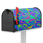 Turquoise Holographic Trippy Print Mailbox Cover