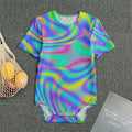 Turquoise Holographic Trippy Print Men's Bodysuit
