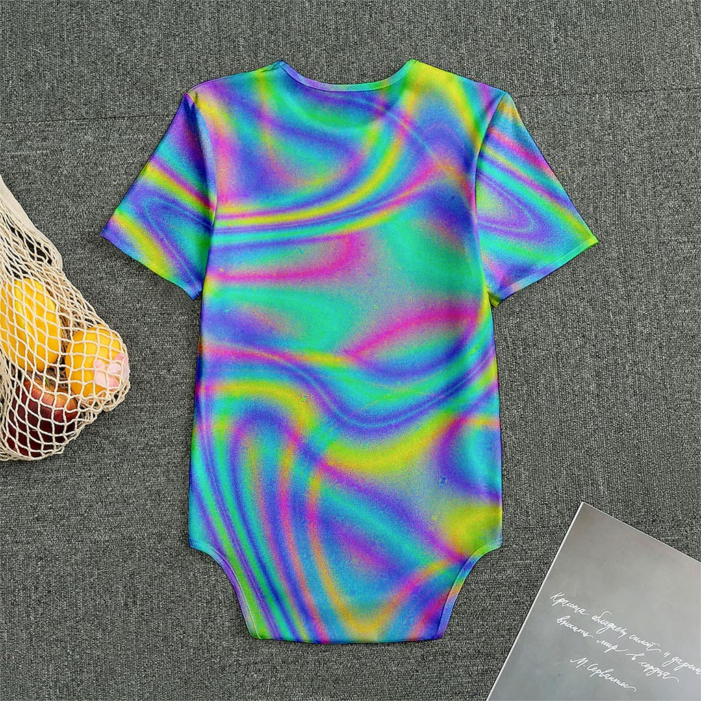 Turquoise Holographic Trippy Print Men's Bodysuit