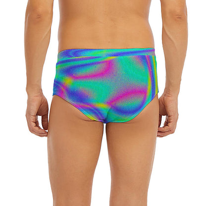 Turquoise Holographic Trippy Print Men's Briefs