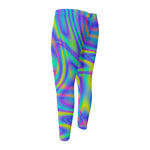 Turquoise Holographic Trippy Print Men's Compression Pants