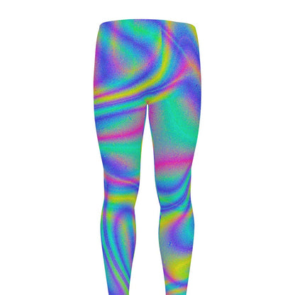 Turquoise Holographic Trippy Print Men's leggings