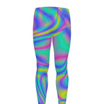 Turquoise Holographic Trippy Print Men's leggings
