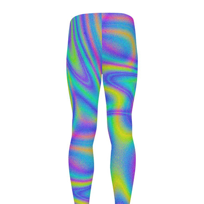 Turquoise Holographic Trippy Print Men's leggings