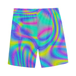 Turquoise Holographic Trippy Print Men's Sports Shorts