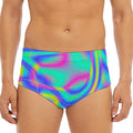Turquoise Holographic Trippy Print Men's Triangle Swim Briefs