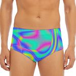 Turquoise Holographic Trippy Print Men's Triangle Swim Briefs