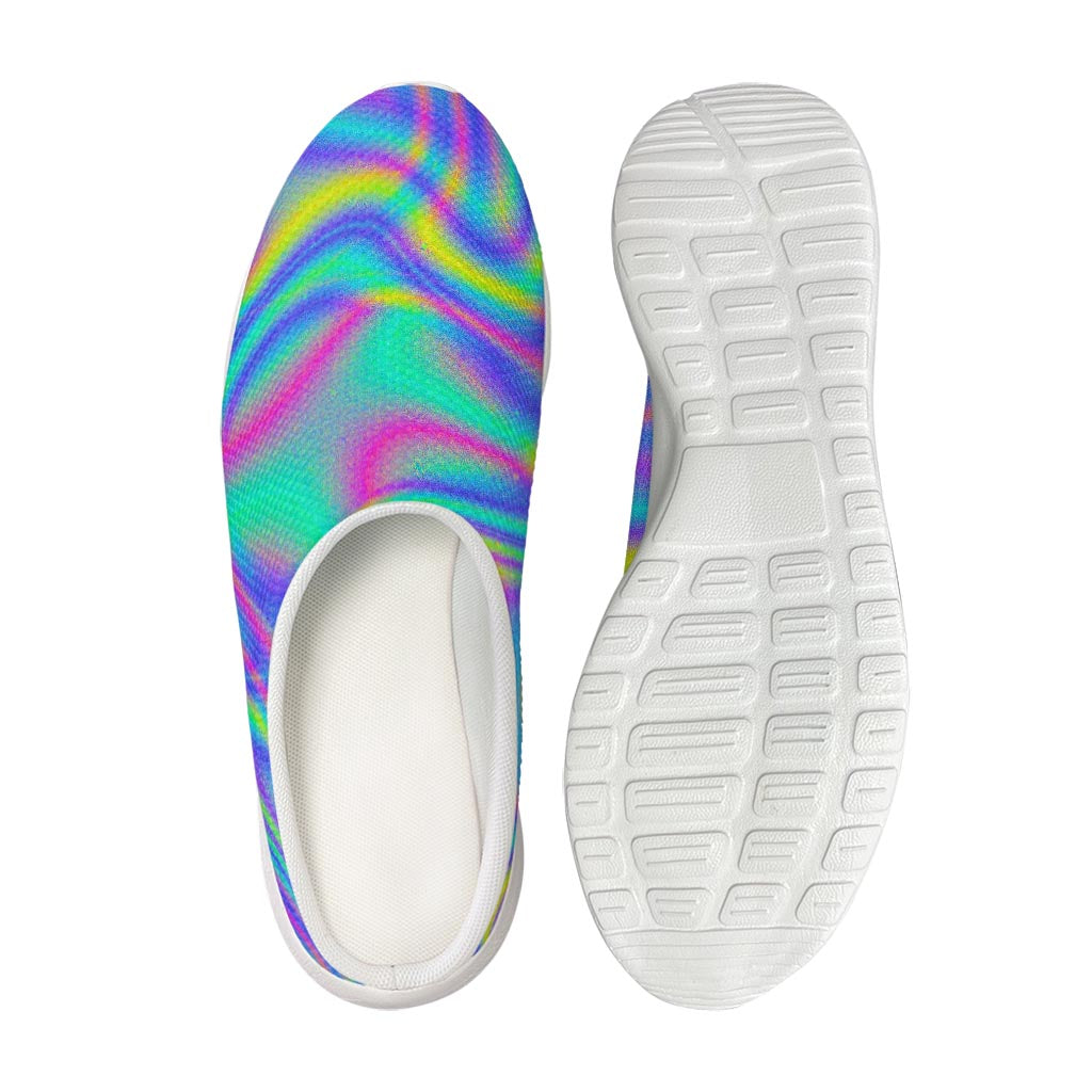 Turquoise Holographic Trippy Print Mesh Casual Shoes