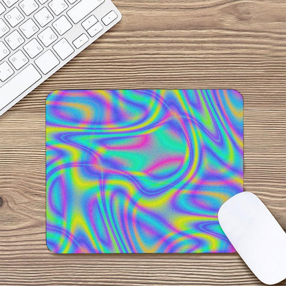 Turquoise Holographic Trippy Print Mouse Pad