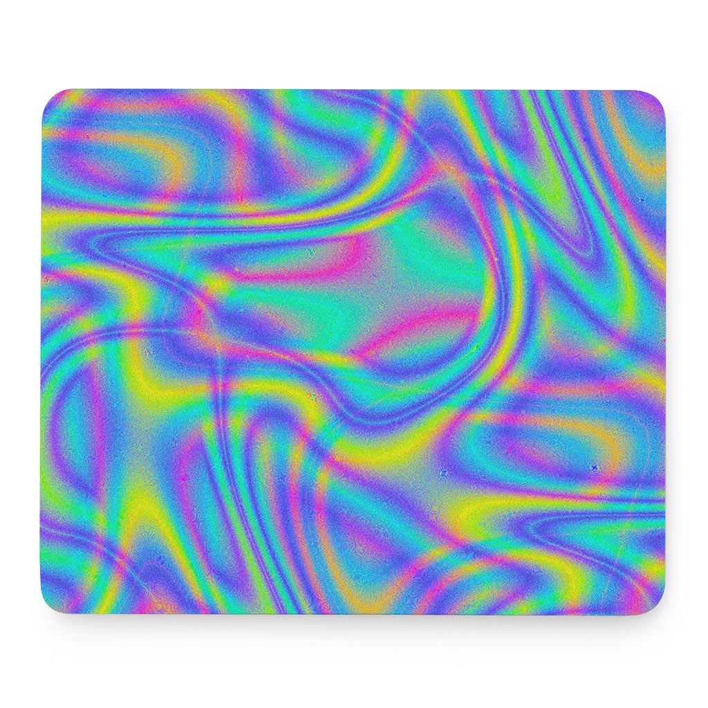 Turquoise Holographic Trippy Print Mouse Pad