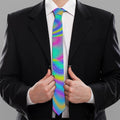 Turquoise Holographic Trippy Print Necktie