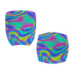 Turquoise Holographic Trippy Print Office Chair Cover