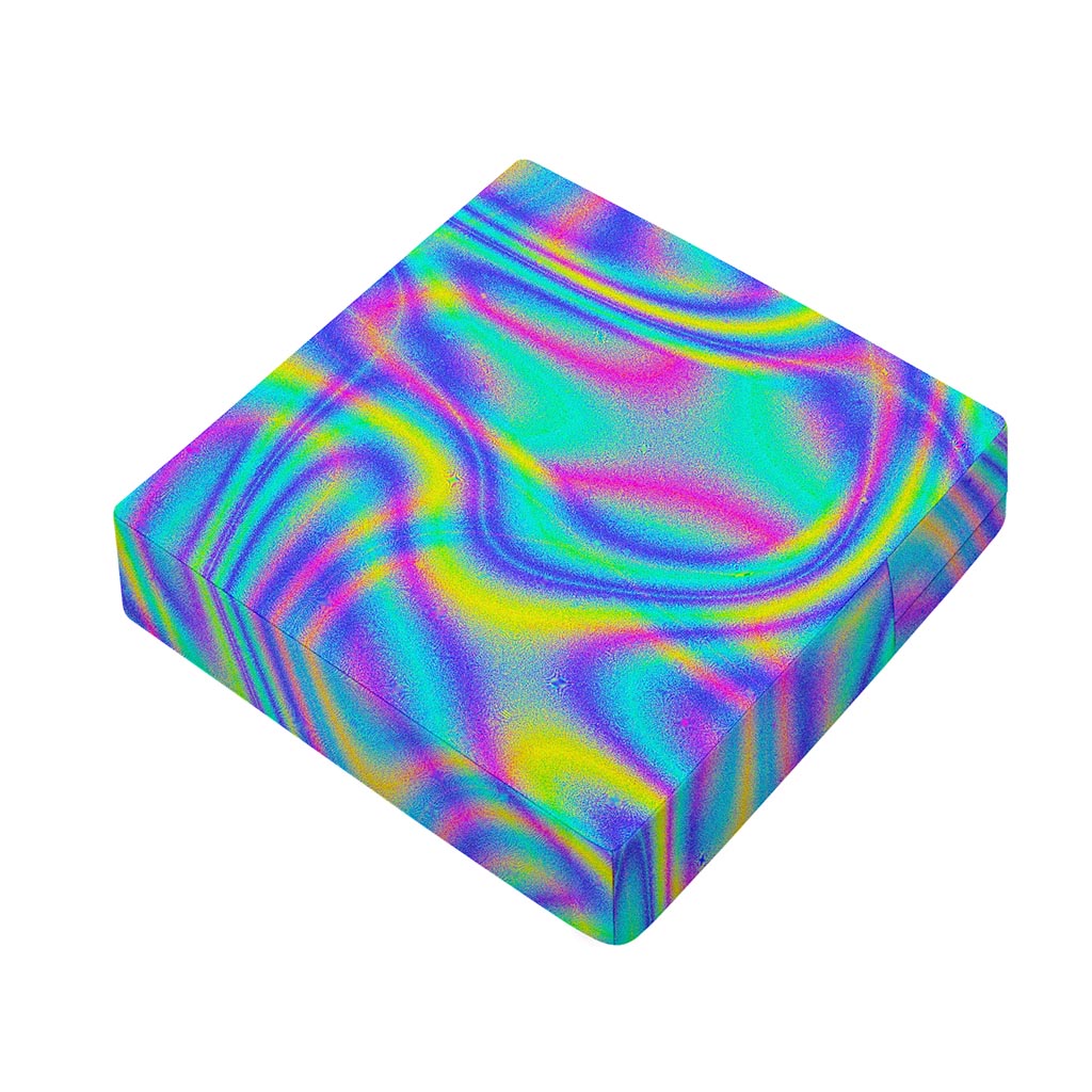 Turquoise Holographic Trippy Print Outdoor Seat Cushion Cover