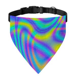 Turquoise Holographic Trippy Print Over The Collar Dog Bandana