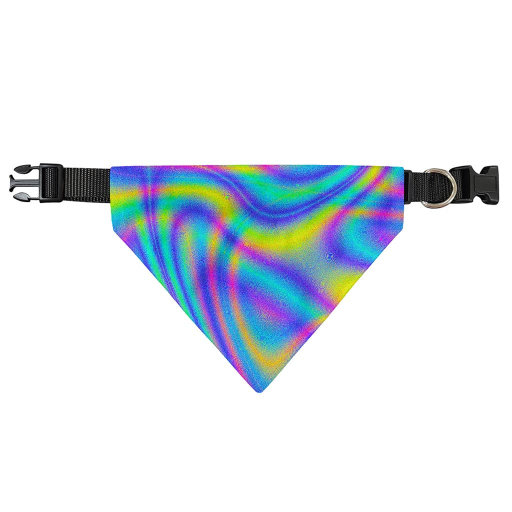 Turquoise Holographic Trippy Print Over The Collar Dog Bandana
