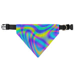 Turquoise Holographic Trippy Print Over The Collar Dog Bandana