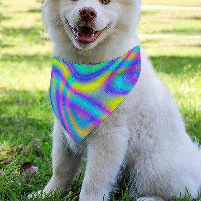 Turquoise Holographic Trippy Print Over The Collar Dog Bandana